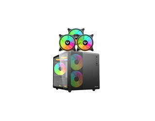 VALUE-TOP V300 GAMING BLACK CASING AND CR10-1298 ARGB BLACK 3PCS FAN