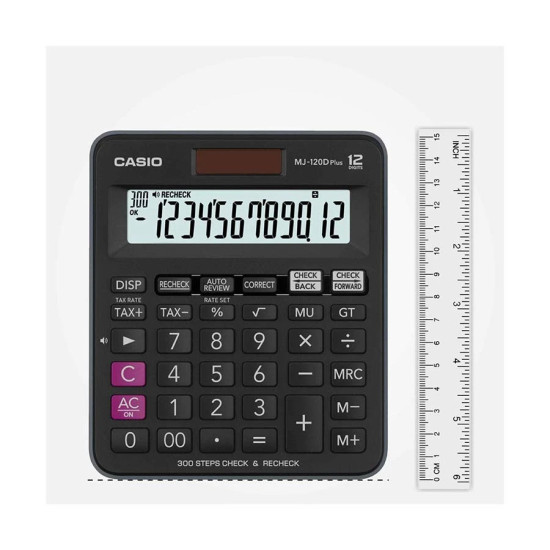 CASIO MJ-120D Plus-BK 12 Digit Check & Recheck Mini Desk Type Desktop Calculator